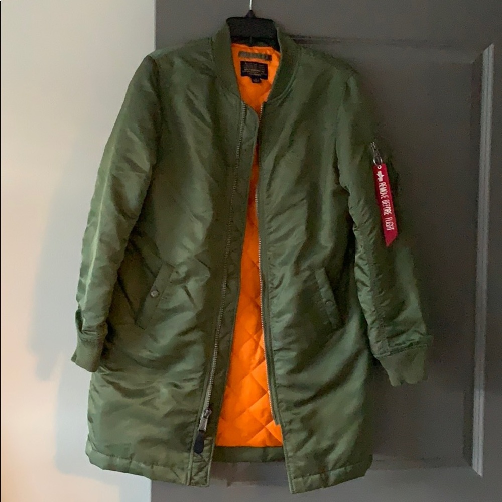 Alpha Industries Long Green Bomber Jacket